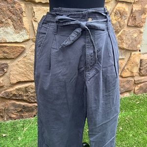 American Eagle Navy Belted High Waist Trousers - Size 10 Long